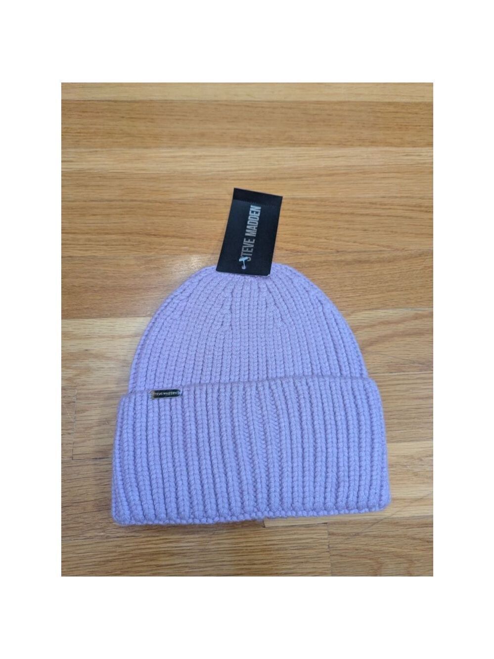 Steve Madden Lilac Ribbed Wide Cuff Beanie One Size NWT